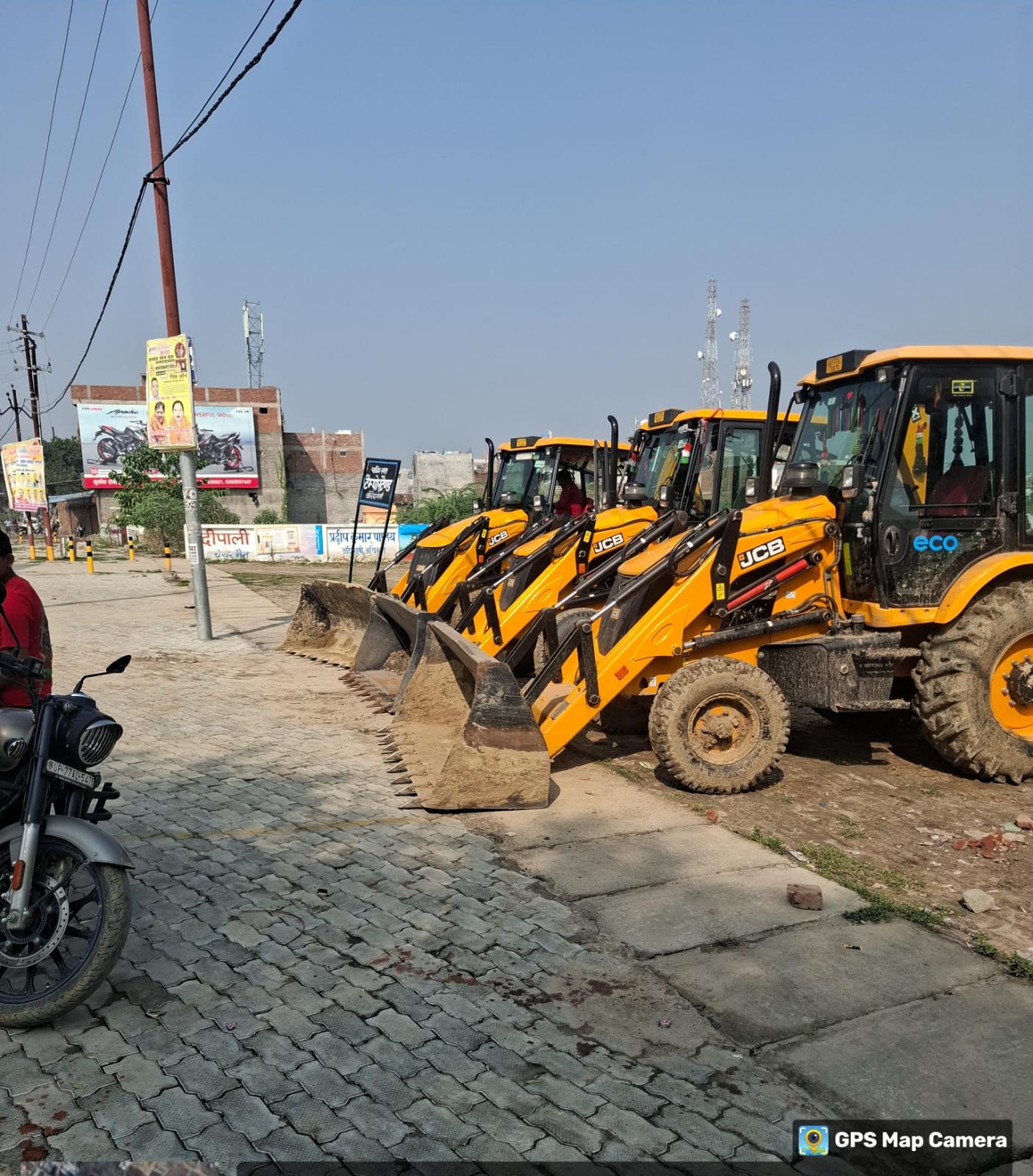 Loader and support machinery staged at Kanpur equipment yard